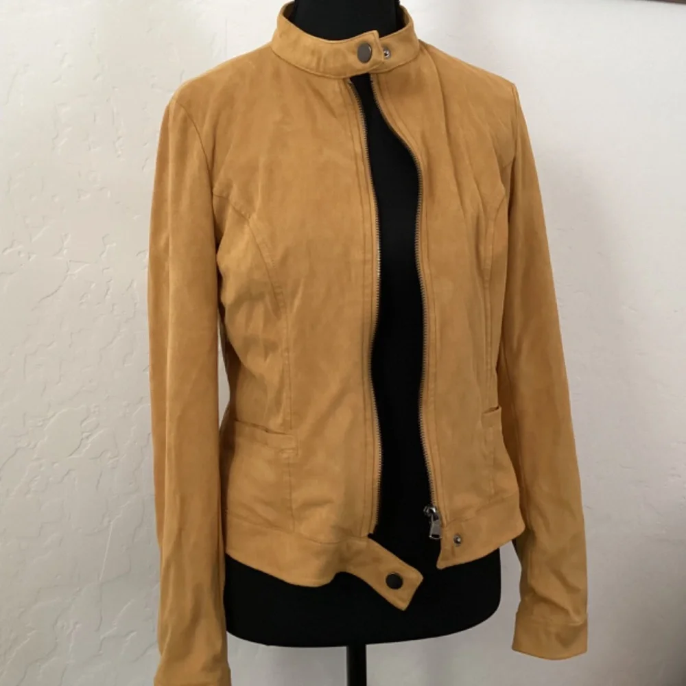 Coffee Shop New York, NWOT, sz S, faux suede, mustard yellow moto jacket - Picture 3 of 10